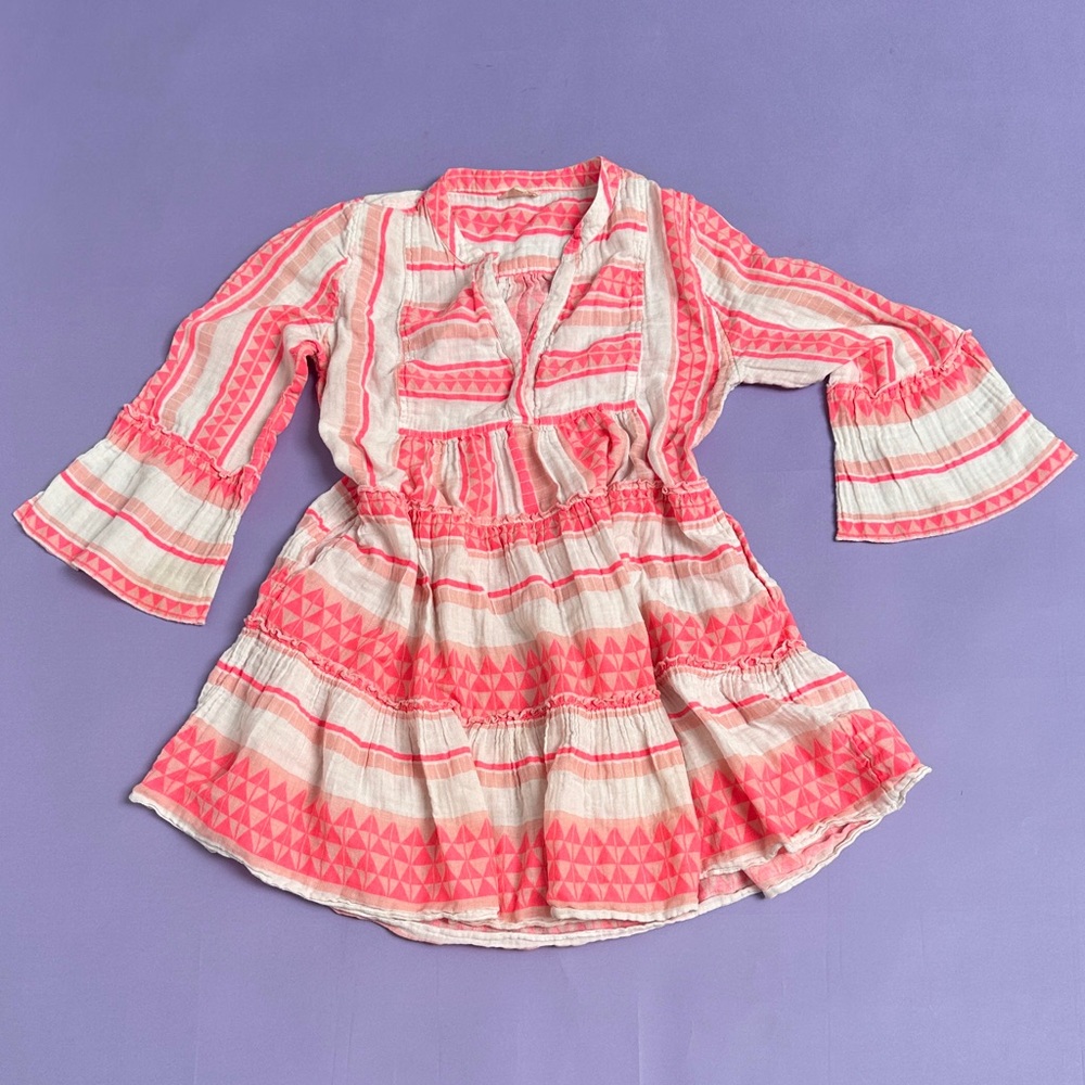 Anthropologie Pink and White Mini Dress